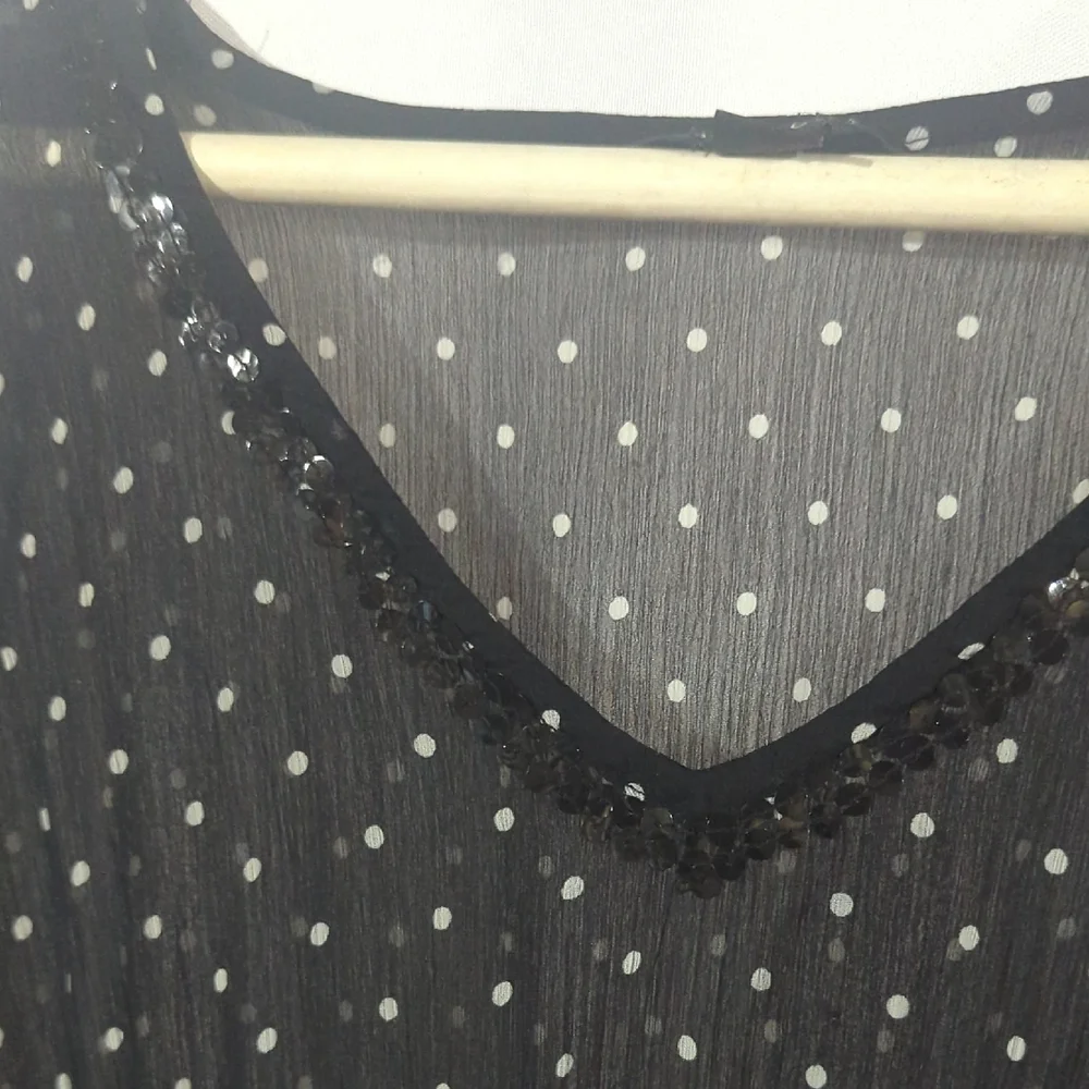 LAST CHANCE Jessica Black Sheer Dress with White Dots - Picture 3 of 5
